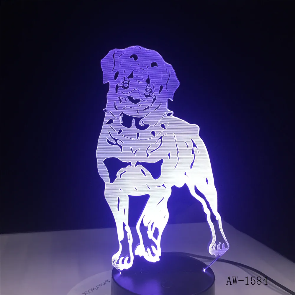 3D визуальная лампа бульдог пудель Джек Рассел терьер Ротвейлер доберманн