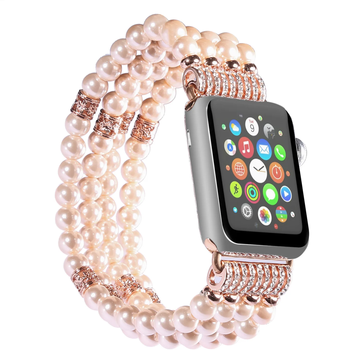 Новый жемчужный Агат ремешок для часов Apple Watch 38 мм 40 42 44 iwatch Serise 1 2 3 4 Четырехрядные