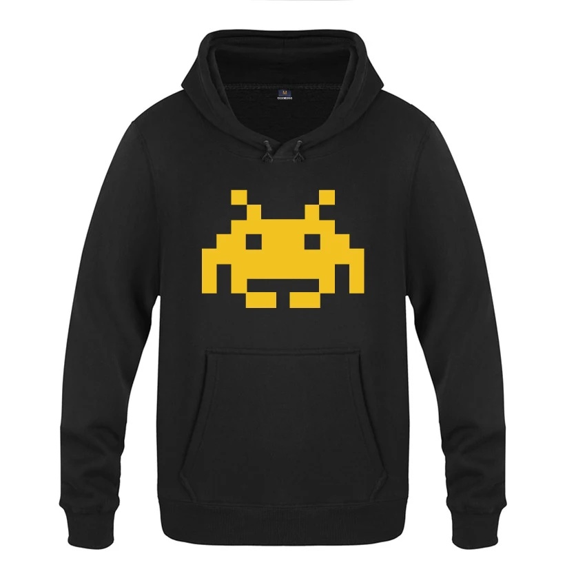 

Space Invader Game Hoodies Men 2018 Men's Pullover Fleece Hooded Sweatshirts