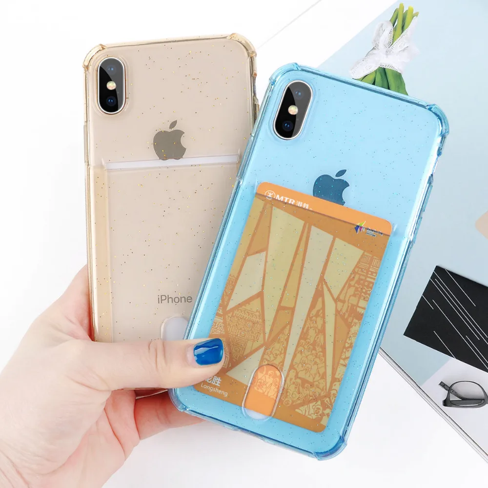 Модный прозрачный чехол для телефона с отделением кредитных карт iPhone 2020 7 8 Plus 11 pro