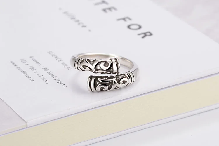 KITEAL 2019 new silver plated 925 engraved resizeable Lady wedding ring balck retro open opal jewelry | Украшения и аксессуары