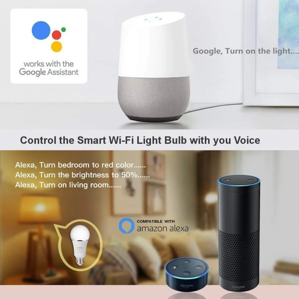 2 шт. E27 Smart WI FI лампы RGBW затемнения светодио дный лампочка работает с Alexa Google дома 16