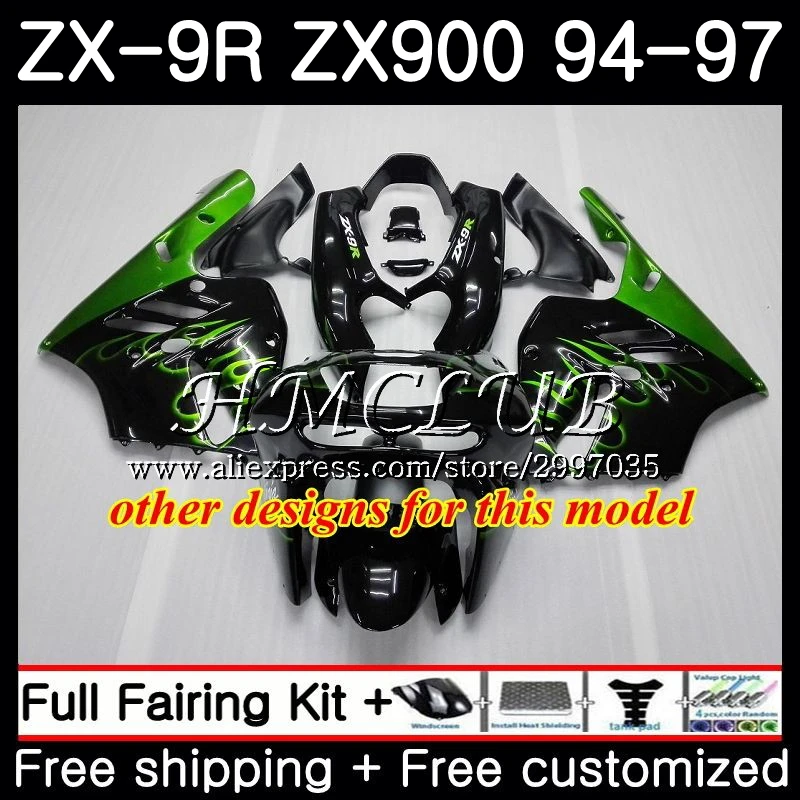 Обтекатель заводской зеленый для KAWASAKI NINJA ZX900 ZX-9R 1994 1995 1996 1997 66hоксид. 2 ZX 9 R 94 97 9R 900CC