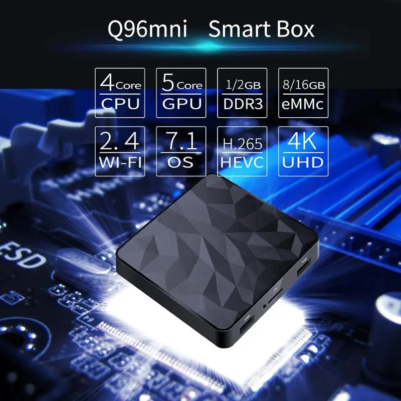 Q96 Мини Android 7 1 ТВ Box Amlogic S905W 4 ядра 2 4G Wi Fi Декодер каналов кабельного