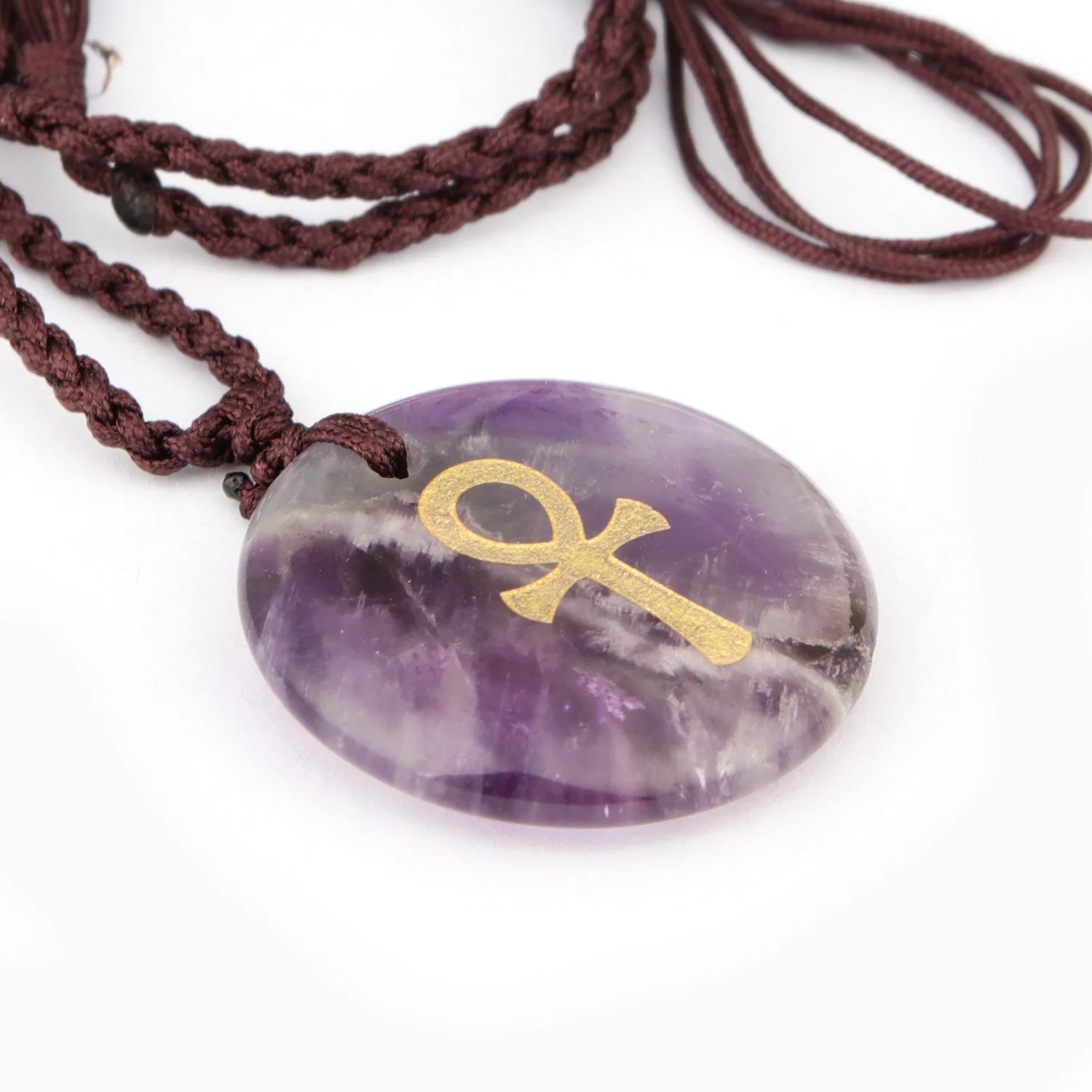 Ankh крест кулон Фиолетовый Кристалл религиозный Крест шаблон ожерелье Aura