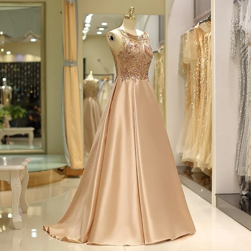 Vivian's Bridal 2018 винтажное шелковое атласное длинное вечернее платье с круглым