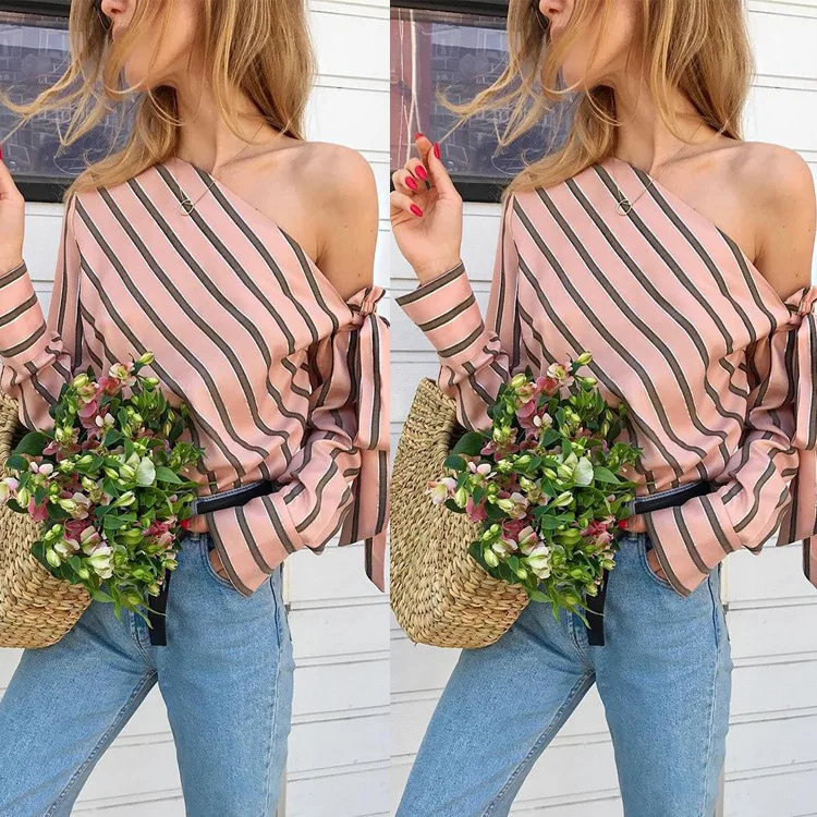 

Womens shirts Skew collar straps fashion blouse shirt chaqueta mujer bluse chemise blanche femme crop blouse ropa mujer boho