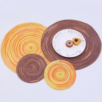 colorful dyed satin cotton yarn woven placemat environmentally thickening handmade insulation pad cup coaster