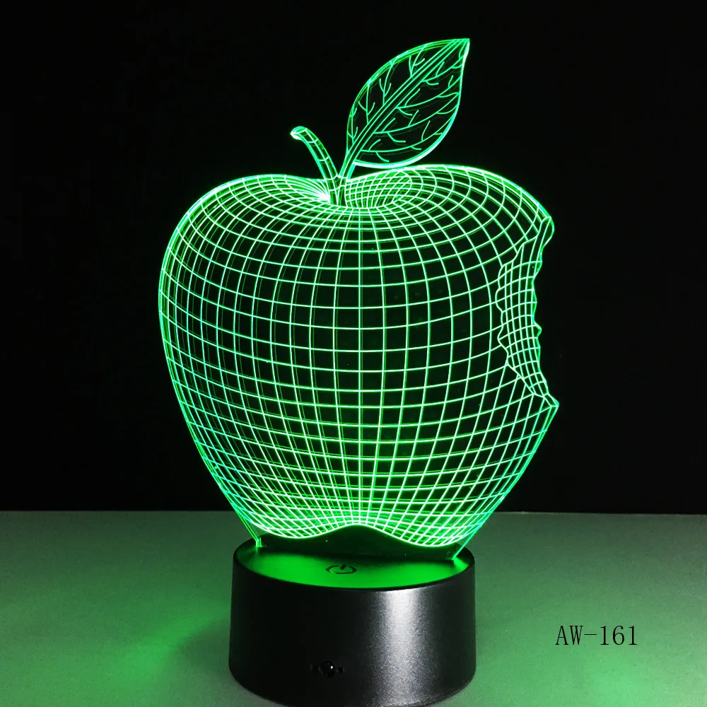 Apple 7 Colors 3D Desk Lamp LED Acrylic Vision Stereo Bedside Hologram Decor Touch Switch Light Night Light Gift for Kids AW-161 image 5