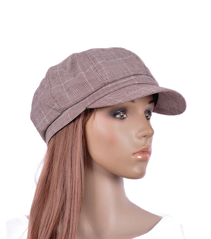 

M500 RED Fashion Beauty RED Gingham Checks Cotton Visor Newsboy Cap Summer Autumn Stylish