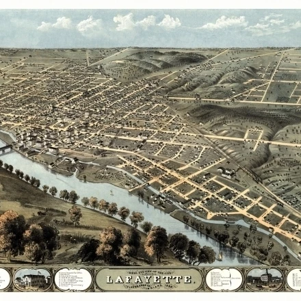 Старая карта Lafayette Indiana 1868 Tippecanoe County постер печать (24x36)|Таблички и знаки| |