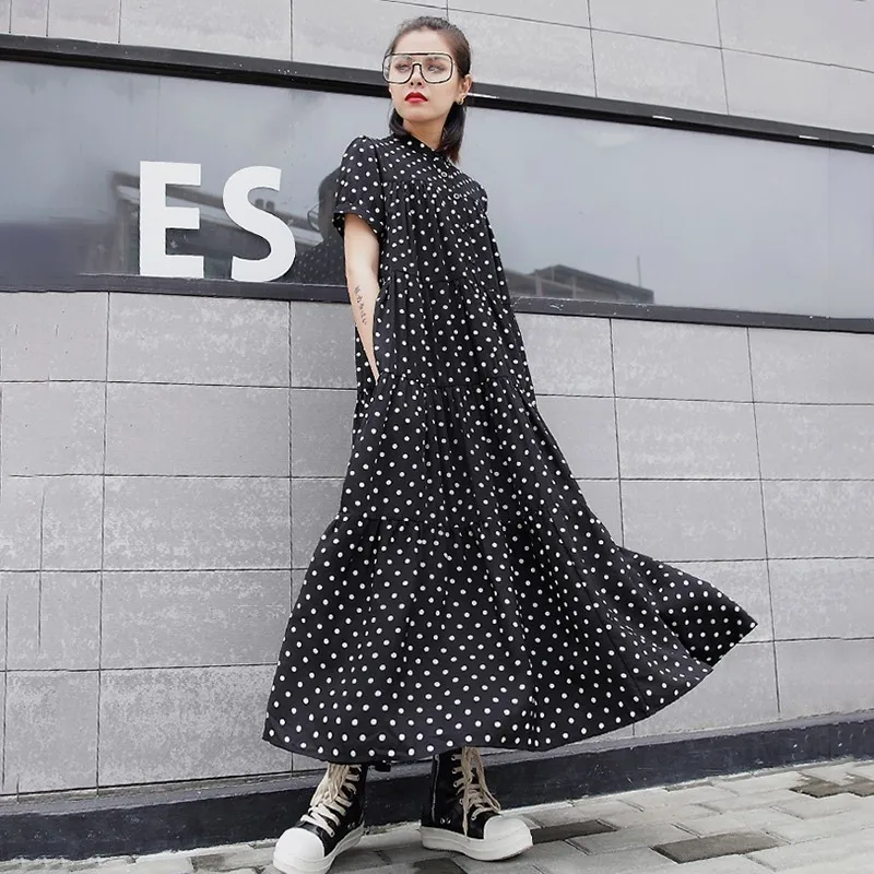 Женское платье в горошек TWOTWINSTYLE летнее Повседневное до щиколотки с коротким