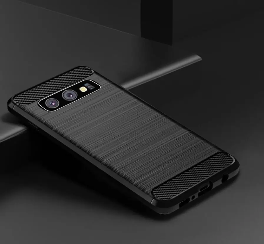 50 шт./лот Бесплатная доставка для Samsung S10 5G углеродное волокно Силиконовый ТПУ