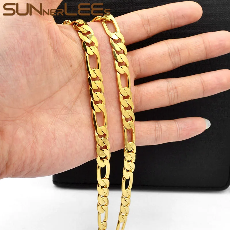 Ожерелье SUNNERLEES из кубинской панцирной цепи Фигаро 5 мм 12 ожерелье белого розового