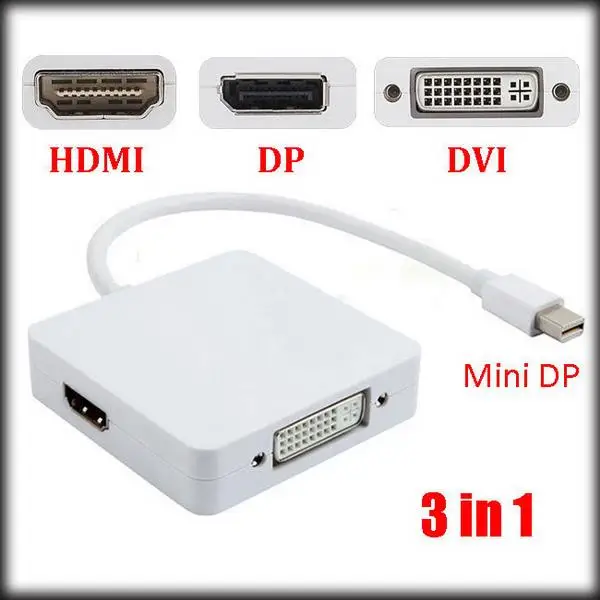 500 шт. 3 в 1 Mini Display port DP кабели к DVI HDMI кабелю адаптер Port для Macbook Air Surface Pro PC|Кабели VGA| |