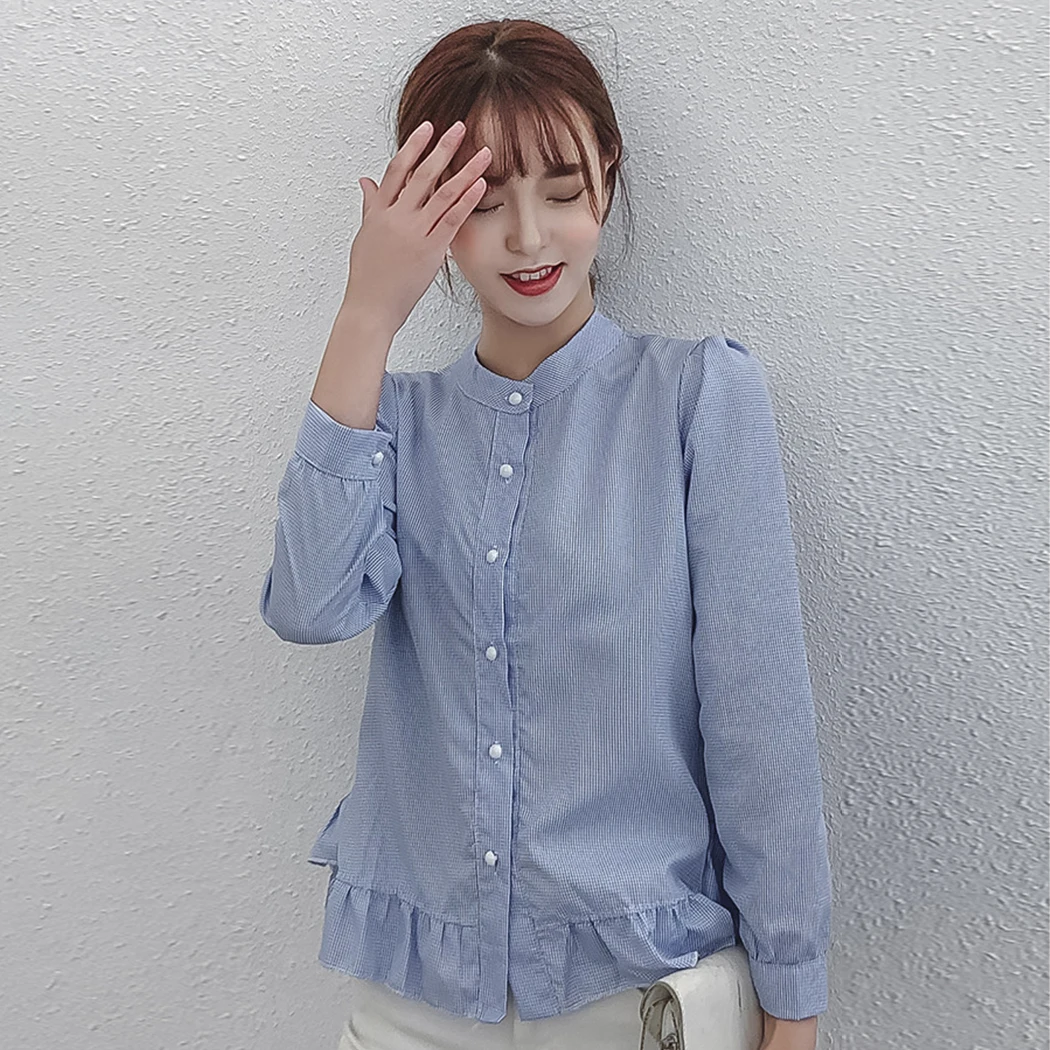 Womens Long Sleeve Ruffle Plaid Shirts 2019 Fashion Cute Tops And Blouses Plus Size Ladies Top Clothes Loose Blusas Feminine | Женская