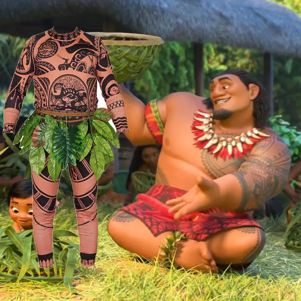 Футболка и штаны с татуировкой Моана Maui для мужчин детей костюм косплея на