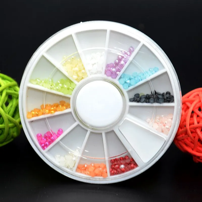 12 цветов акриловое колесо для дизайна ногтей жемчужные блестящие 3D Типсы