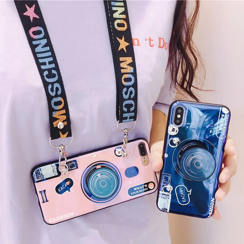Huawei Nova 4 Honor 8A 8C Magic 2 10 Lite V20 Blue-ray Soft Camera Case+Strap |