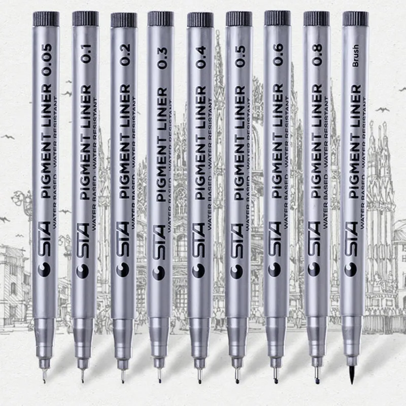 Pigment Liner Pigma Micron Ink Marker Pen Water Based Art Fineliner Drawing Painting School Office Stationery Supplie 04301|Маркеры для