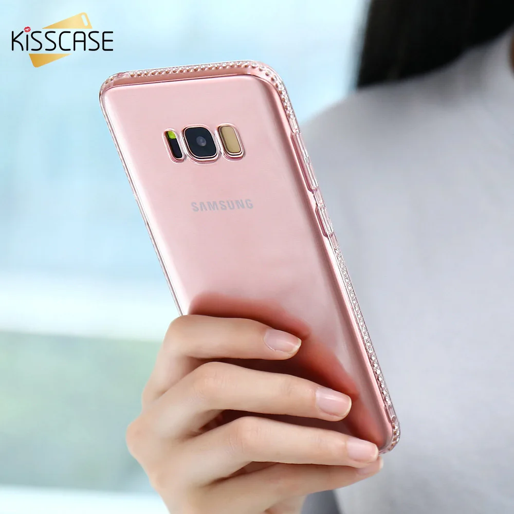 Kisscase украшение мерцающий задний Чехол Мягкий чехол из ТПУ с принтом &quotдля samsung