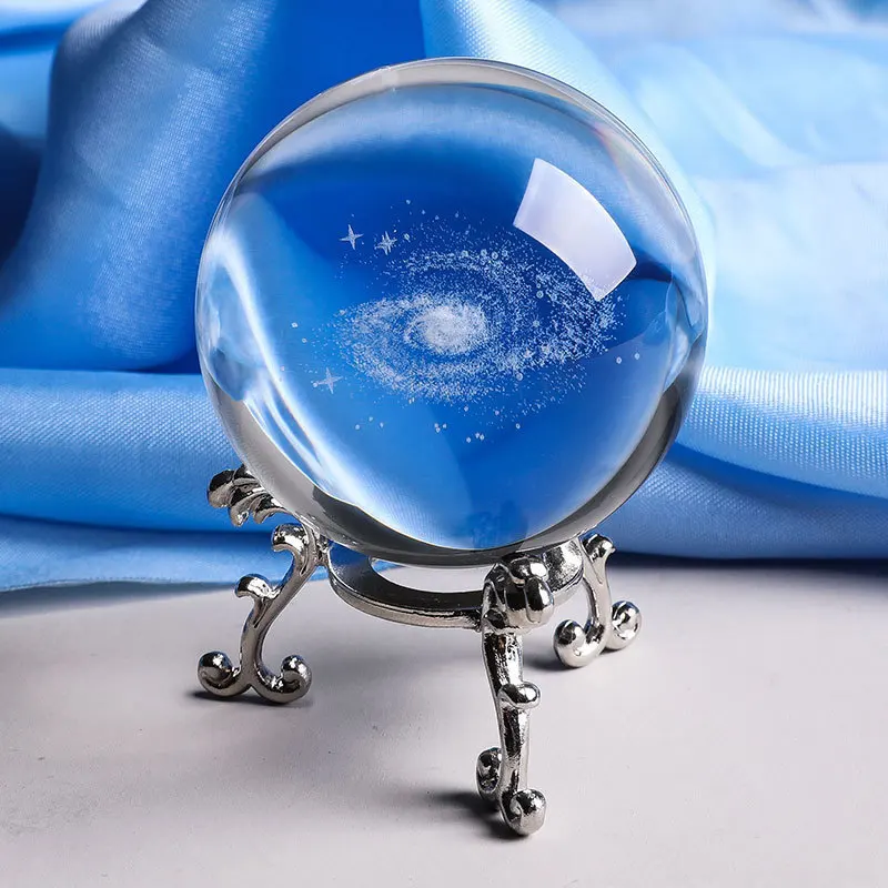 

60/70/80MM Diameter Globe Galaxy Miniatures Crystal Ball 3d Laser Engraved Quartz Glass Ball Sphere Home Decoration Accessories