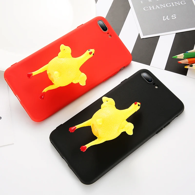 KISSCASE 3D antistress Phone Case Squeeze Chicken Lay Egg For iPhone7 7Plus for iphone 6 6S 6P Plus |
