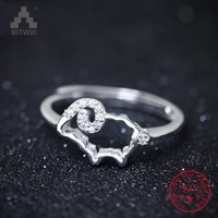 korea new design s925 sterling silver simple fashion lamb open ring jewelry for women