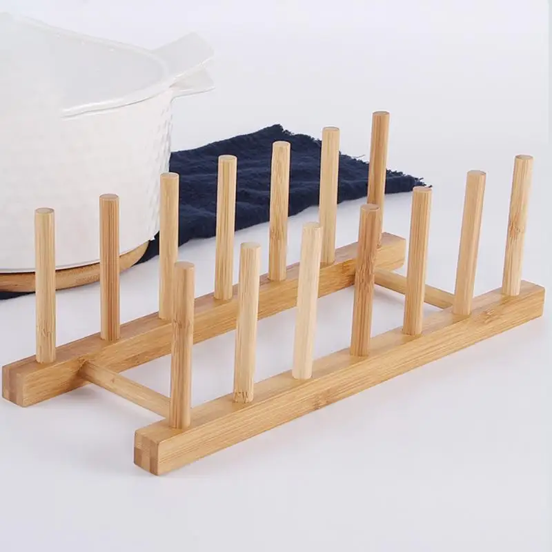 Бамбуковая стойка для посуды кухонные полочки органайзеры пластиковые тарелки