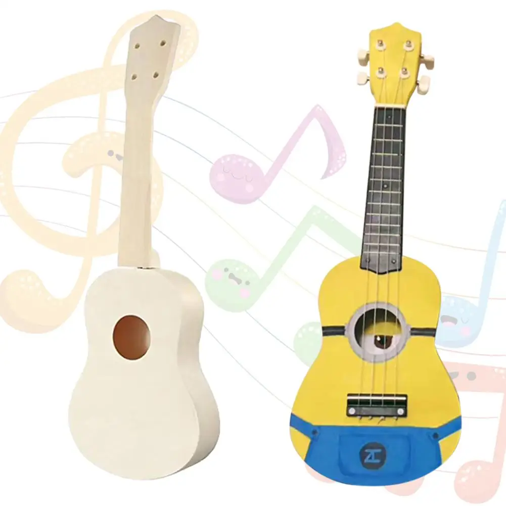 21 дюймовое укулеле незавершенной DIY Kit липа тела и шеи Пластик строки/нейлоновыми
