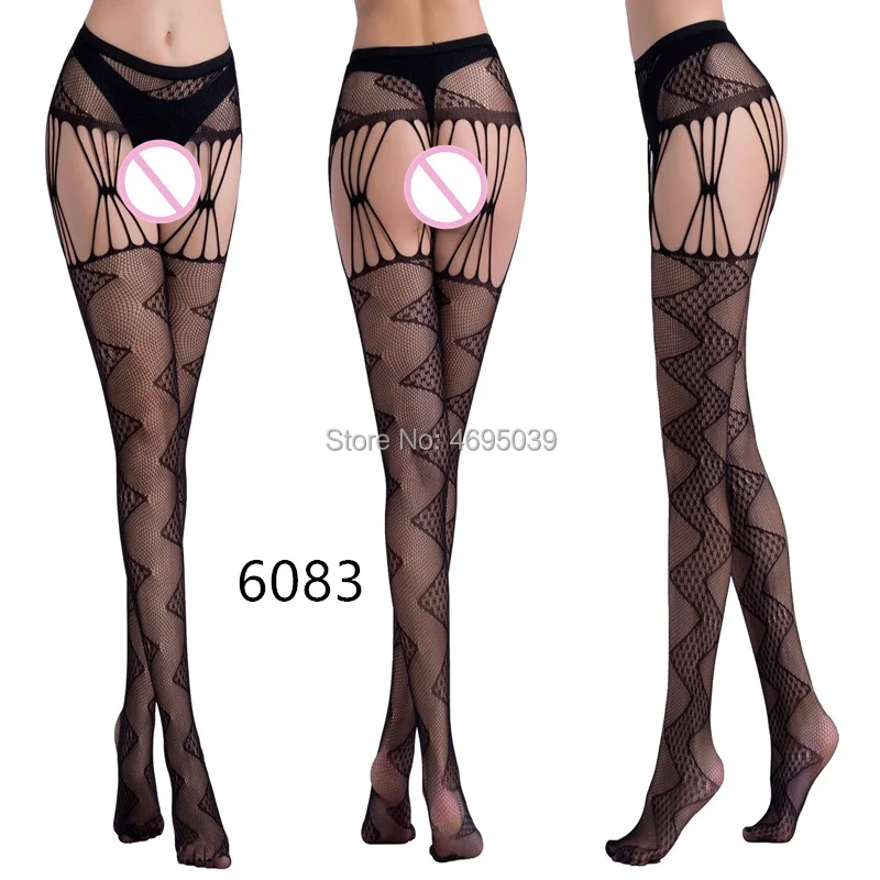 Черное эротическое сексуальное нижнее белье эластичные чулки в полоску Ажурные