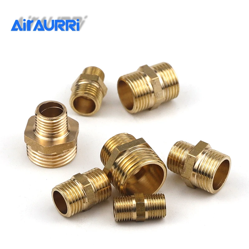 

Brass Pipe Fitting Hex Nipple 1/8" 1/4'' 3/8'' 1/2''Male Thread Coupler Connector Copper