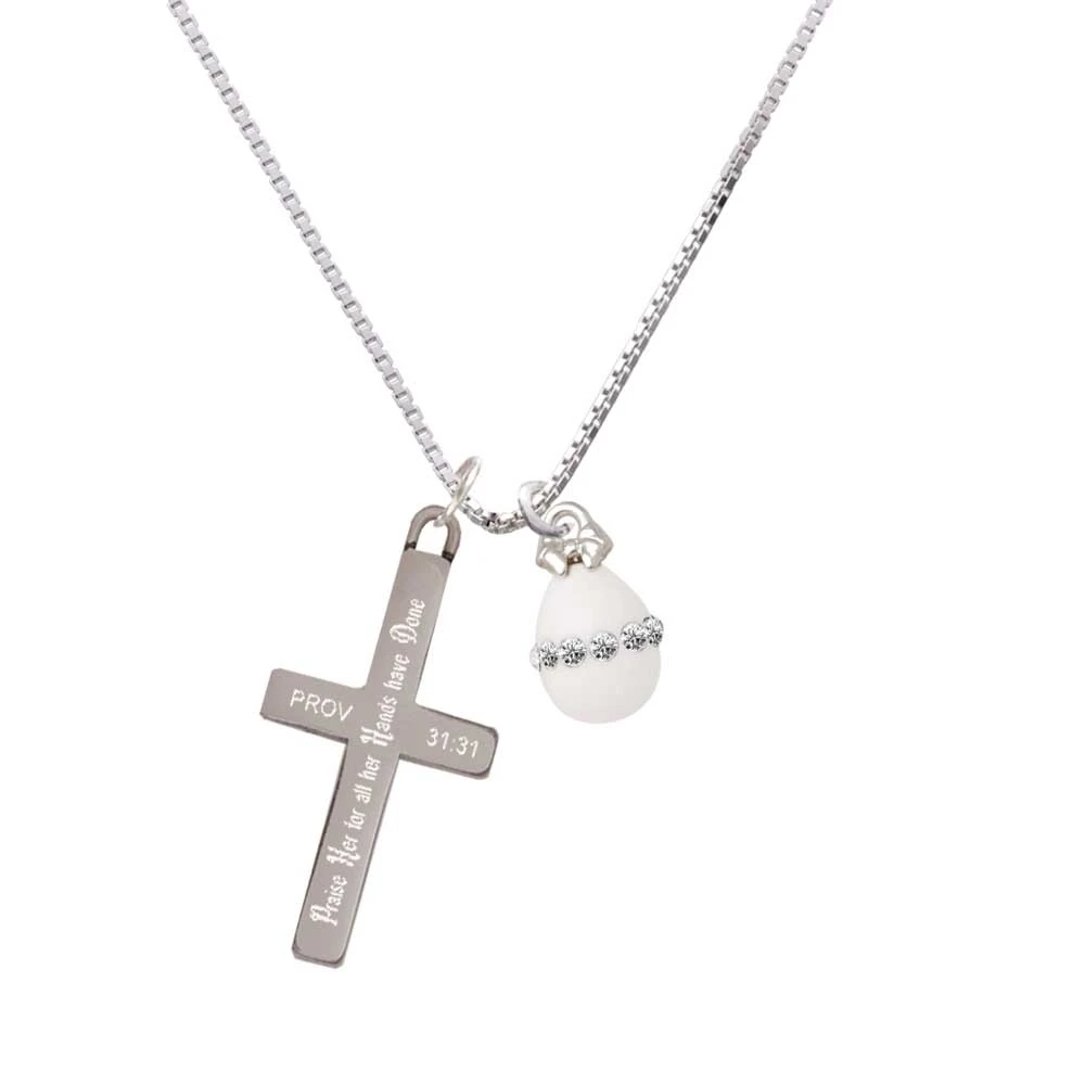 Белое пасхальное яйцо с прозрачными повязка кристаллом Похвала ее крест