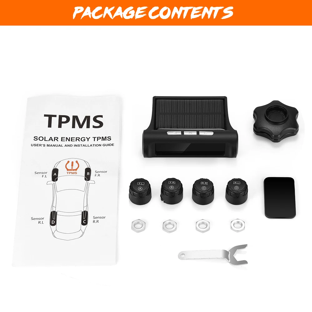 Солнечная TPMS автомобильная система контроля давления в шинах ЖК монитор 4