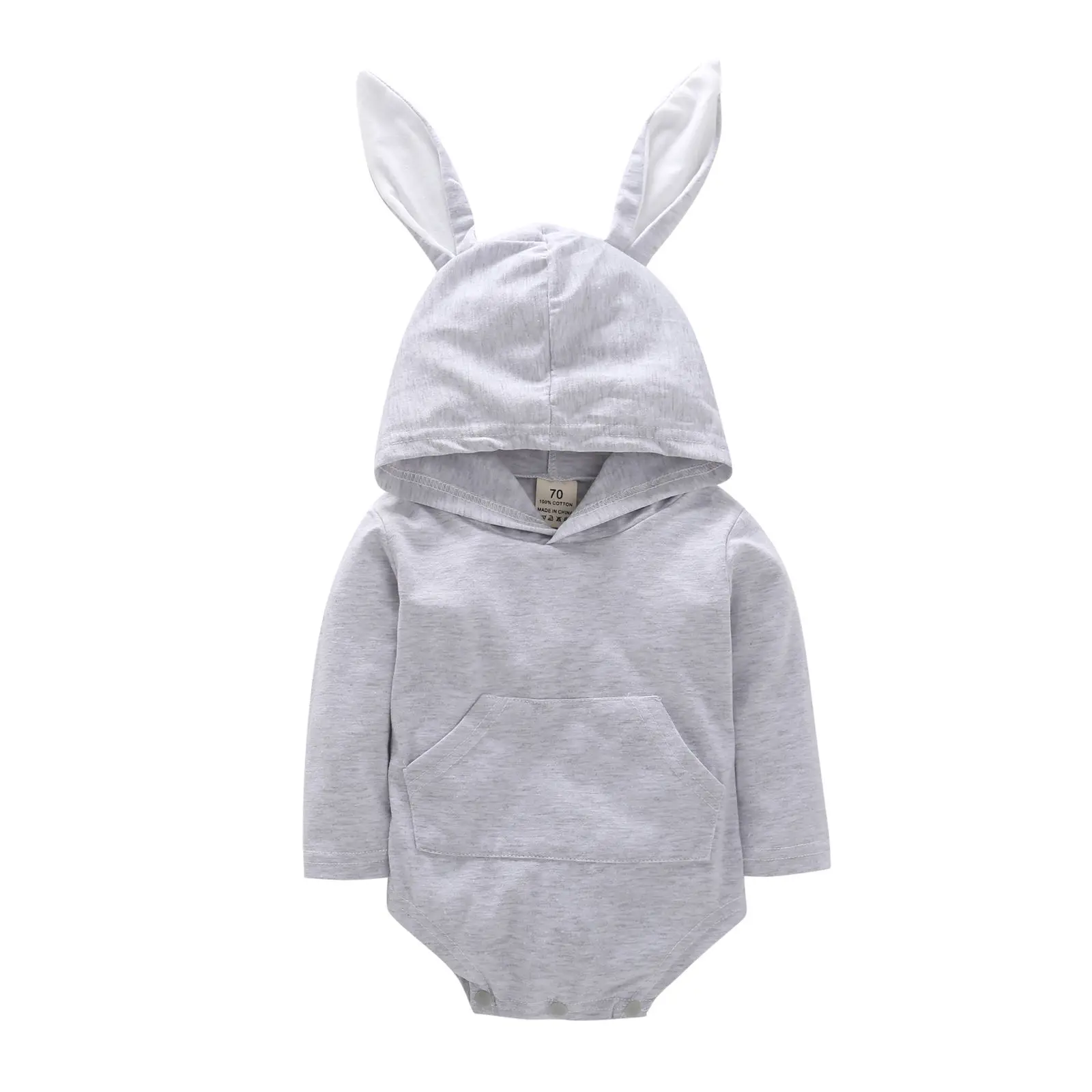 

2019 Brand Lovely Newborn Baby Girls Cartoon Rabbit Ear Romper Hooded Kids Jumpsuit Outfits Size 0-24M