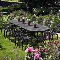 11 piece set cast aluminum patio furniture garden sets ova long table all weather anti rust in bronze color