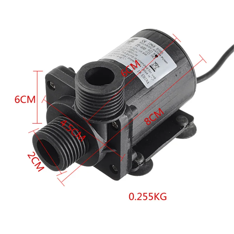 Циркуляционный насос для горячей воды DC 12V 24V 1000L/H Солнечный водяной бесщеточный