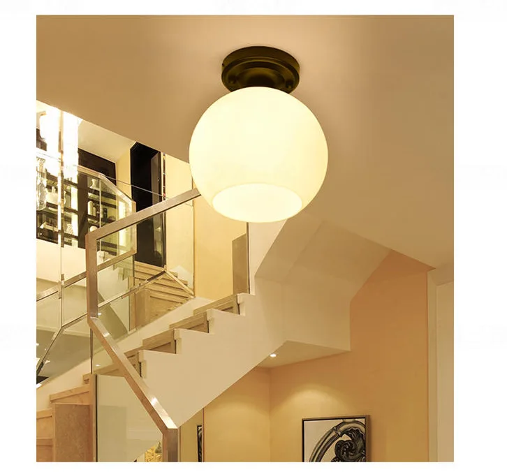 Lighting Aisle Corridor porch Living room Bedroom Modern Simple Opal Glass Lamp Ball Ceiling Japanese Style | Освещение