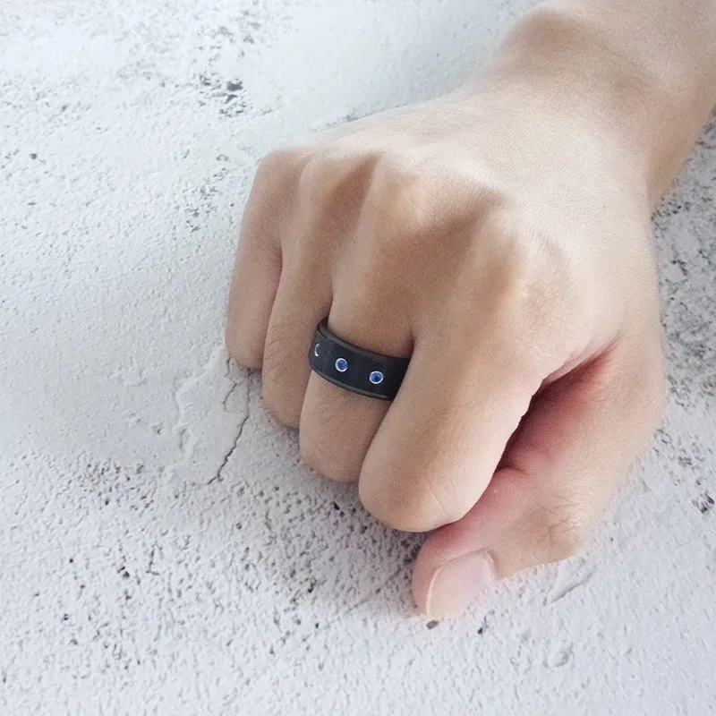 Мужские кольца Vnox Introverted Blue CZ из матовой нержавеющей стали Подарочные ювелирные
