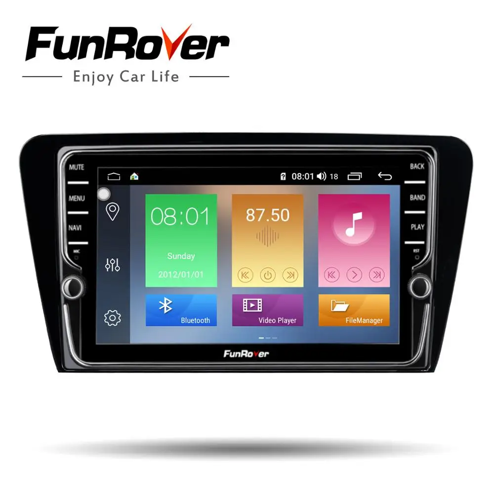 Автомобильный мультимедийный плеер Funrover android 9 0 8 ядер радио dvd для Skoda Octavia 2014 + gps