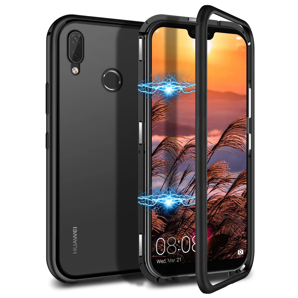2 в 1 чехол для huawei p20 Lite жесткий прозрачный задняя Магнитная Защитная