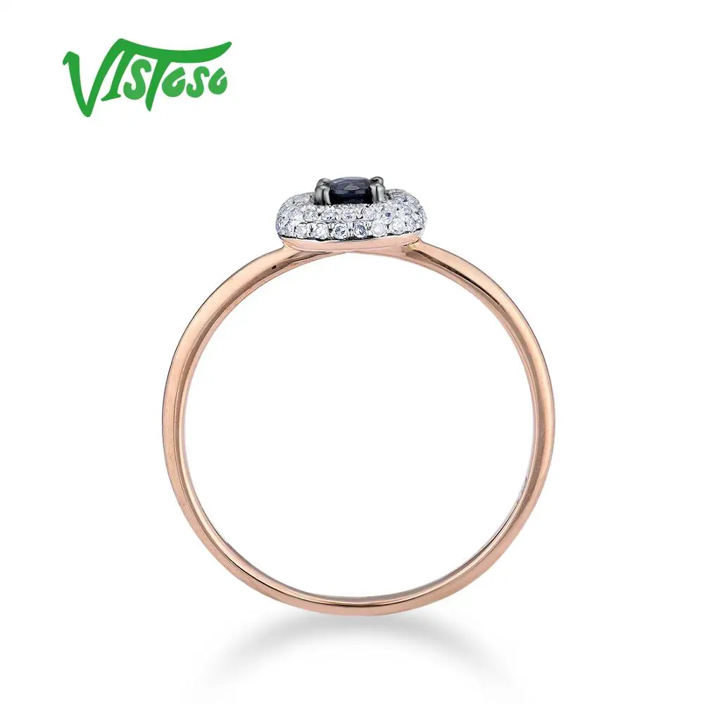 Кольцо VISTOSO Pure 14 K 585 розовое золото для женщин кольцо Сияющие алмазы синий сапфир