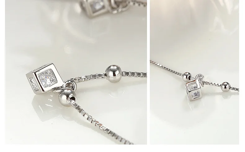 Женский браслет на лодыжку из серебра 925 пробы с кристаллами |