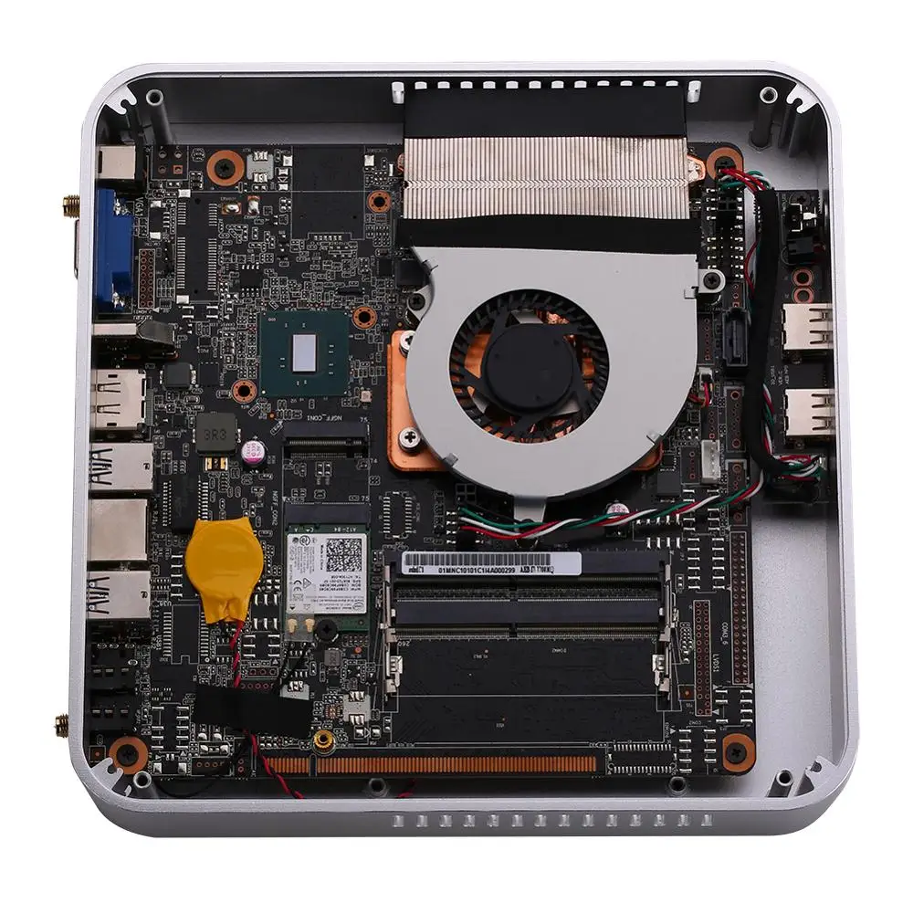 Вентилятор мини ПК Intel Core I5 6300HQ Windows 10/Ubuntu Silve [HUNSN BA03L] (WiFi/1HD1. 4/1DP1. 2/1VGA/4USB3. 0/2USB2. 0/1LAN) -