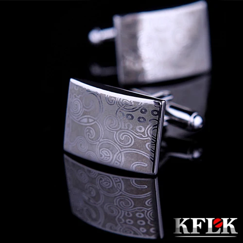 KFLK роскошные запонки для рубашки с лазерным узором gemelos мужчин брендовые