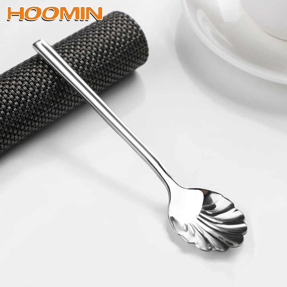 Мини ложка из нержавеющей стали HOOMIN милые ракушки чайная кофейная Мороженое