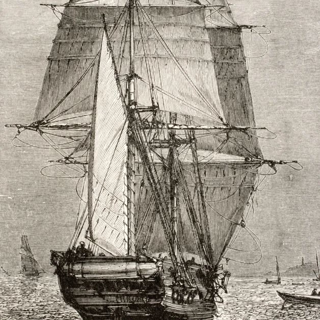 The Brig Hms Beagle From Journal Of research By Charles Darwin опубликовано Nelson & Sons 1890 Poster Print (11x18)|Таблички и