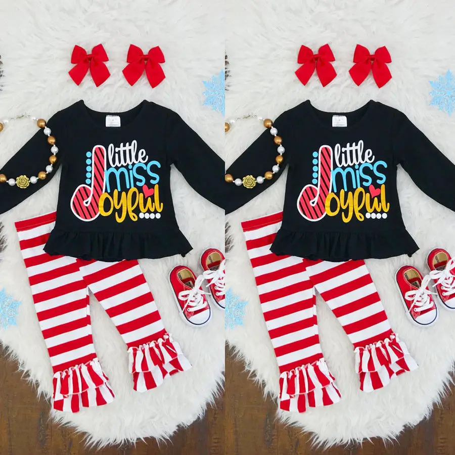 Emmaababy/Новинка 2019 рождественские наряды для маленьких девочек платье топы + штаны