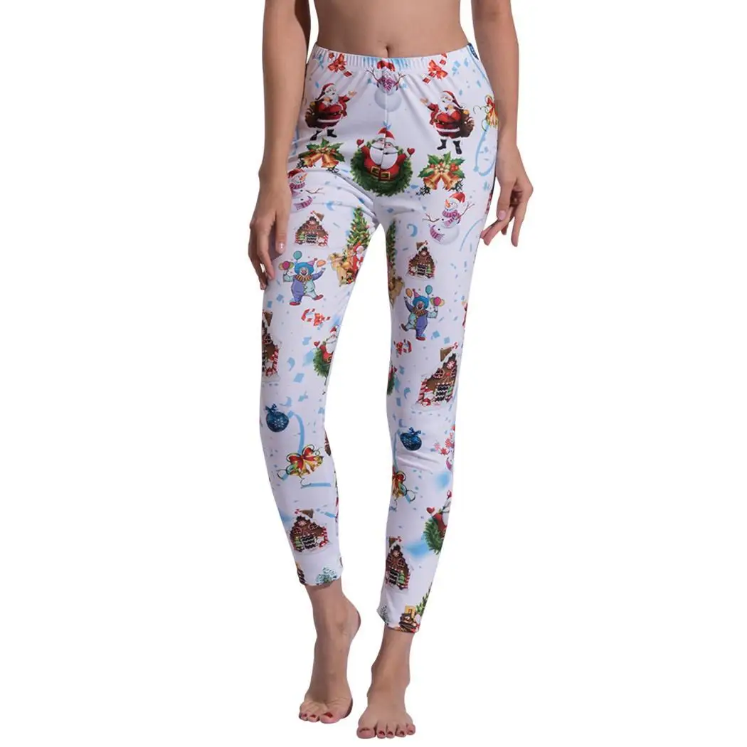 Для женщин с эластичной резинкой на талии полная длина Рождество Йога фитнес