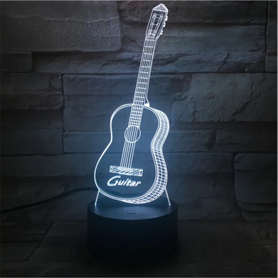 Новогодние подарки 3D USB led ночник гитара гостиная Настольная лампа гитарра настольная подарок для родителей